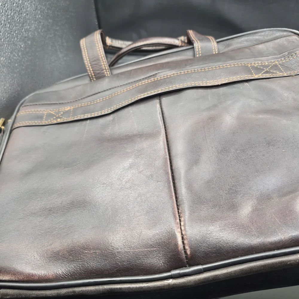 Halston Heritage Dark Brown‎ Leather Messenger Bag
